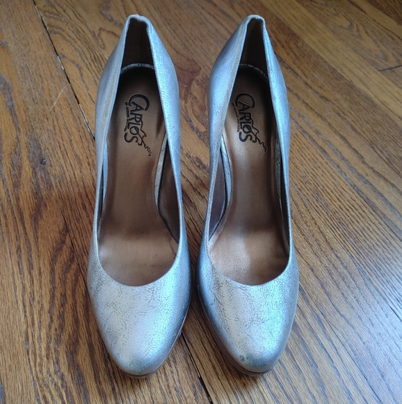 Crackle texture stacked heels sz 9 - Picture 2 of 5